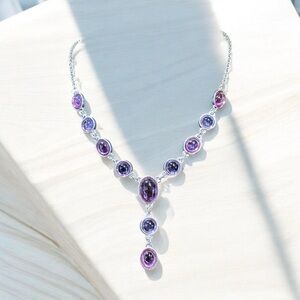 Elegant Swarovski Purple Amethyst and Silver Necklace